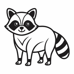 Simple a Raccoon line art vector white background