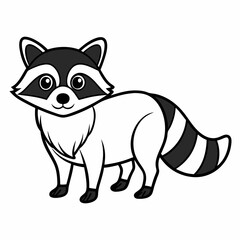 Simple a Raccoon line art vector white background