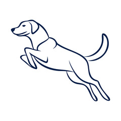 Minimalist Line Art Illustration of a Jumping Dog Playful and Energetic Canine Sketch in Black and White Simple Elegant Animal Vector Design