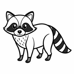 Simple a Raccoon line art vector white background