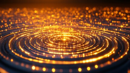 Intricate glowing spiral of light in a dark circle, captivating visual design circular