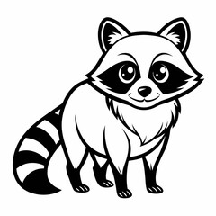 Simple a Raccoon line art vector white background