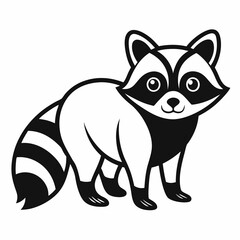 Simple a Raccoon line art vector white background