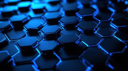 Blue Hexagon Network, Abstract Technology Background, 3D Render