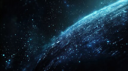 Fototapeta premium Earth, space, cosmic dust, glowing, planet, night, background, digital art, science, wallpaper