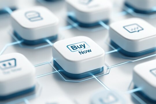 A sleek minimalist illustration of an online "Buy Now" button