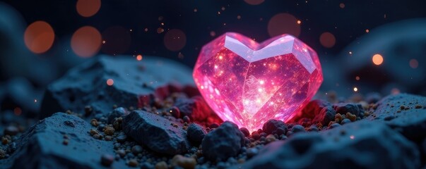 Sparkling crystal nestled in the heart of a boulder, boulder, texture