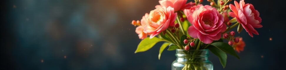 Fototapeta premium flores desgradadas en un vaso con efectos luminosos y patrones naturales, colorido, luces, flores degradadas