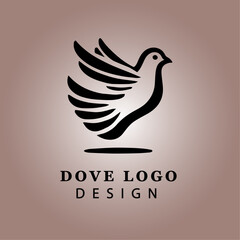 Obraz premium Elegant Dove Silhouette Vector Art with Wings Spread for Peace and Freedom Design in Minimalist Style, Ideal for Logos or Decorative Prints 