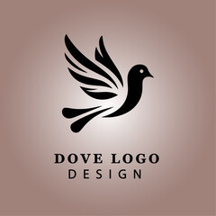 Fototapeta premium Elegant Dove Silhouette Vector Art with Wings Spread for Peace and Freedom Design in Minimalist Style, Ideal for Logos or Decorative Prints 