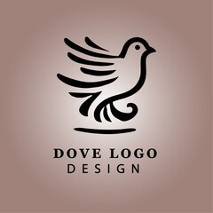  Elegant Dove Silhouette Vector Art with Wings Spread for Peace and Freedom Design in Minimalist Style, Ideal for Logos or Decorative Prints
