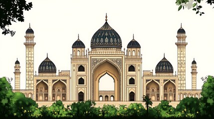 Majestic Mosque Architectural Design Elegant Structure