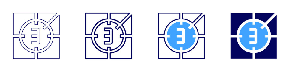 Countdown icon in 4 different styles. Thin Line, Line, Bold, and Bold Line. Duotone style. Editable stroke