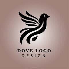 Obraz premium Elegant Dove Silhouette Vector Art with Wings Spread for Peace and Freedom Design in Minimalist Style, Ideal for Logos or Decorative Prints 