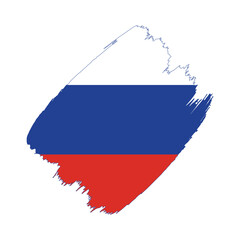 Russia flag in a flat grunge vector design background
