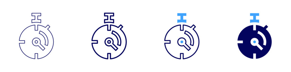 Time difference icon in 4 different styles. Thin Line, Line, Bold, and Bold Line. Duotone style. Editable stroke