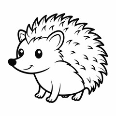 Simple a Hedgehog line art vector white background