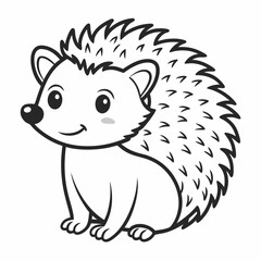 Simple a Hedgehog line art vector white background