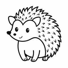 Simple a Hedgehog line art vector white background