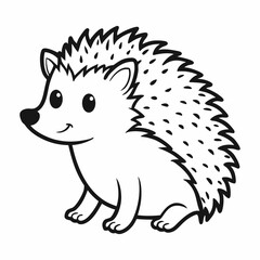 Simple a Hedgehog line art vector white background