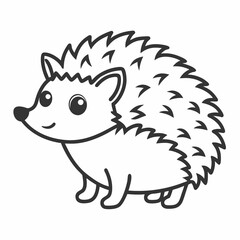 Simple a Hedgehog line art vector white background