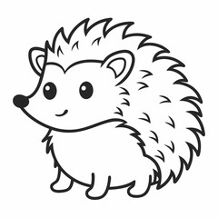 Simple a Hedgehog line art vector white background