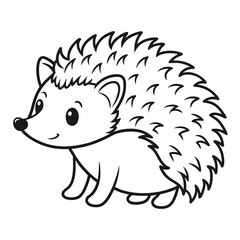 Simple a Hedgehog line art vector white background
