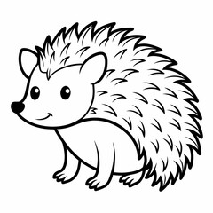 Simple a Hedgehog line art vector white background
