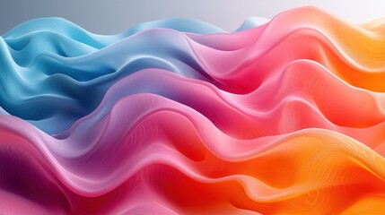 Fototapeta premium Colorful flowing abstract waves in shades of blue, pink, and orange create a vibrant, dynamic background for creative projects