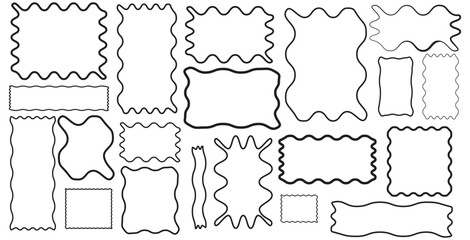 Hand-drawn squiggle frames, wavy borders, decorative black-and-white frame collection, and abstract border designs.