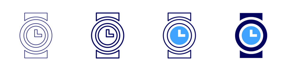 Timer configuration icon in 4 different styles. Thin Line, Line, Bold, and Bold Line. Duotone style. Editable stroke