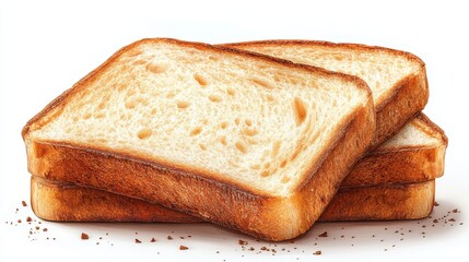 two slices of freshly baked white bread isolated on transparent background