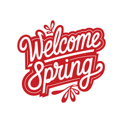 Hello Spring hand written lettering words.