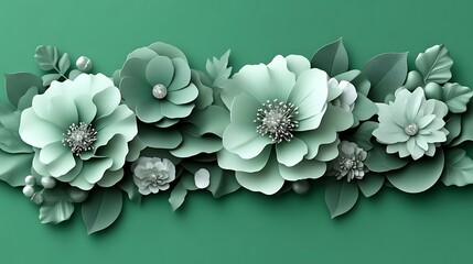 Elegant Green Paper Flowers and Leaves Arrangement