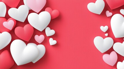 A Heart-shaped Decoration Background for Valentine's Day with Red, Pink, and White Hearts