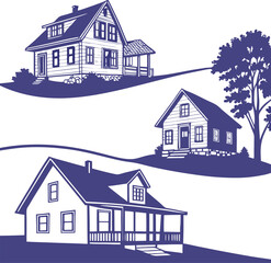 silhouette house on white background