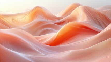 Obraz premium Abstract landscape of soft, flowing waves in warm hues, evoking tranquility and serenity in a dreamlike environment