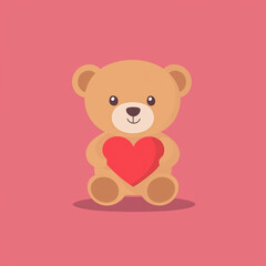 Obraz premium Cute teddy bear holding red heart, perfect for gift concepts and love themes