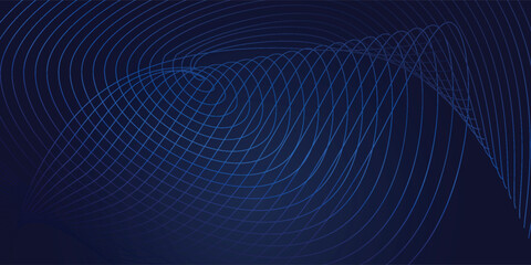 Naklejka premium Abstract dark blue vector background with glowing blue wavy lines smooth