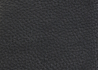 Close up of a black leather surface with detailed texture ideal for backgrounds and design projects