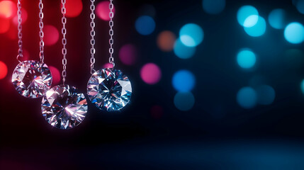 Elegant sparkling diamonds suspended in vibrant light, creating a beautiful and captivating visual effect.