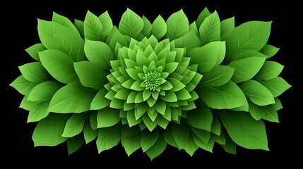 Lush Green Leaves Form A Spiral Flower Design