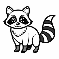Simple a Raccoon line art vector white background