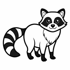 Simple a Raccoon line art vector white background