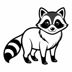 Obraz premium Simple a Raccoon line art vector white background
