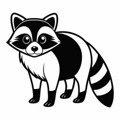 Simple a Raccoon line art vector white background