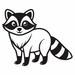Simple a Raccoon line art vector white background