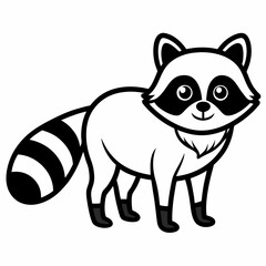 Simple a Raccoon line art vector white background