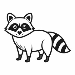 Simple a Raccoon line art vector white background