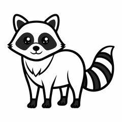 Simple a Raccoon line art vector white background